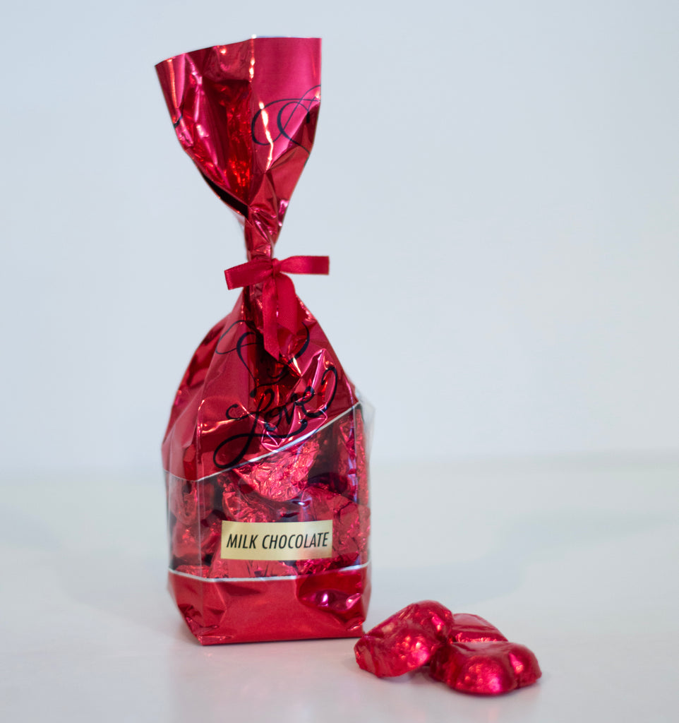 Holiday Foil Wrapped Valentine Chocolate Hearts